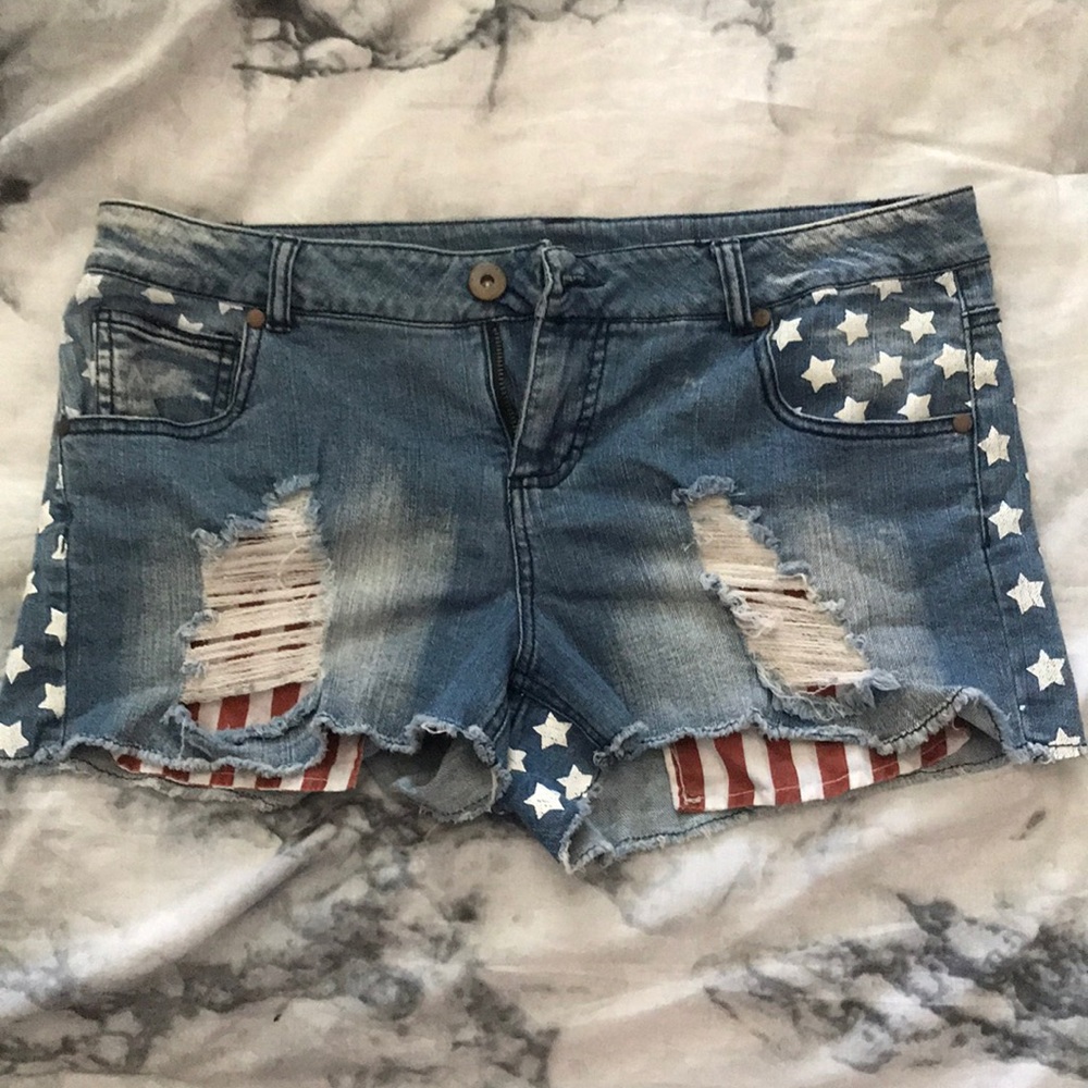 American Flag Jean Shorts